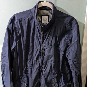 Gap Men's Medium Racer Jacket, Navy Blue, cotton lined